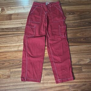 Garage red cargo jeans‎ loose baggy straight leg woman's sz 0